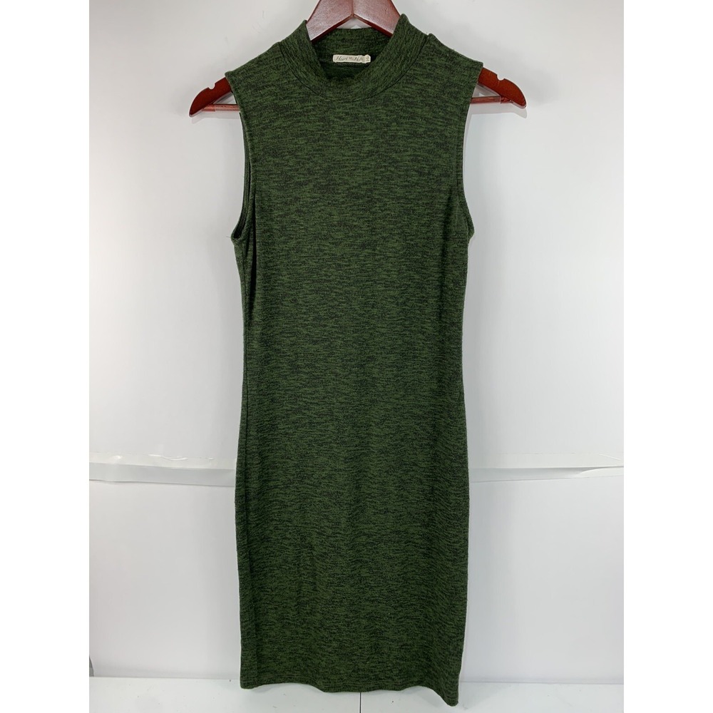 Heart Hips Womens Large Green Fitted Sleeveless Dress